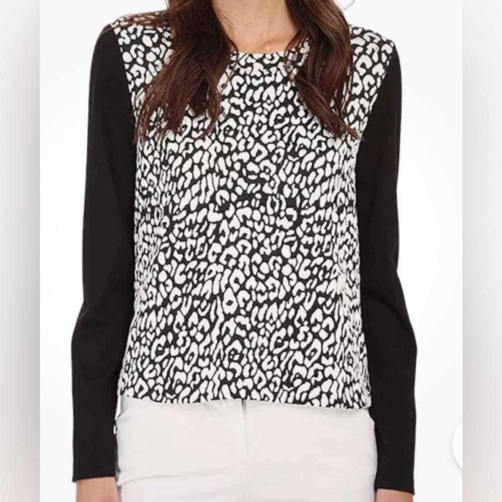 Kate Spade‎ Black and White Patterned Long Sleeve Top. XS